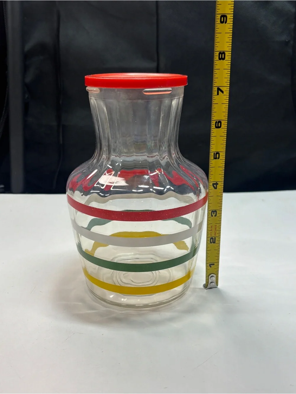 Anchor Hocking Fiesta Stripe Juice Pitcher carafe grandma core